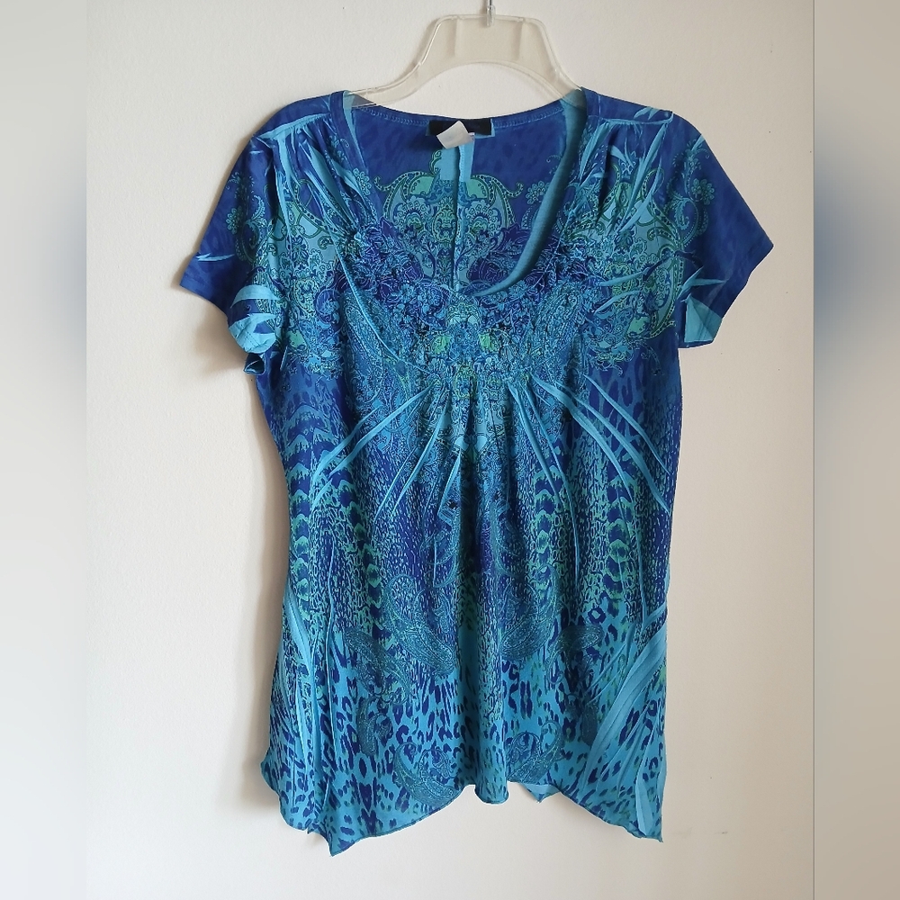 Only Nine Tunic Top Blue Size Large